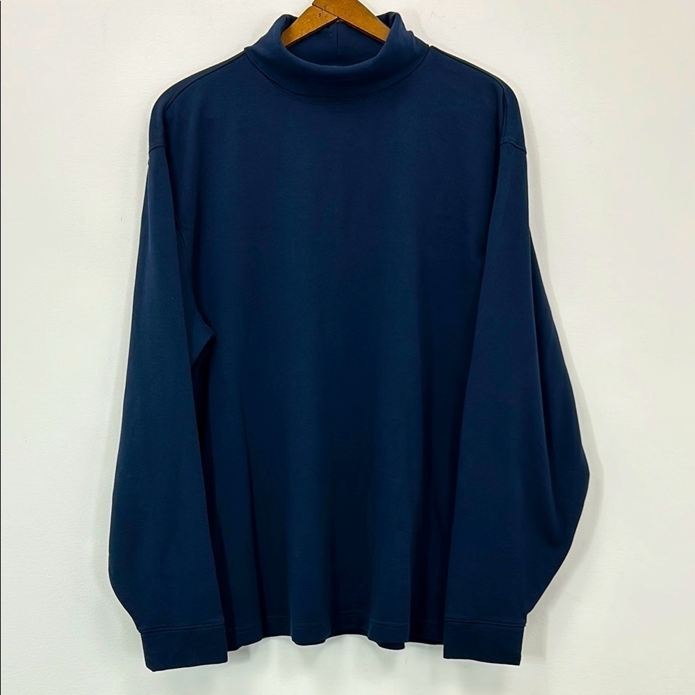 L.L. Bean Men's Navy Turtleneck Size Large Layer Hike Outdoor 100% Cotton Camp